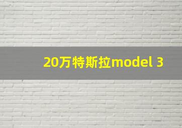 20万特斯拉model 3